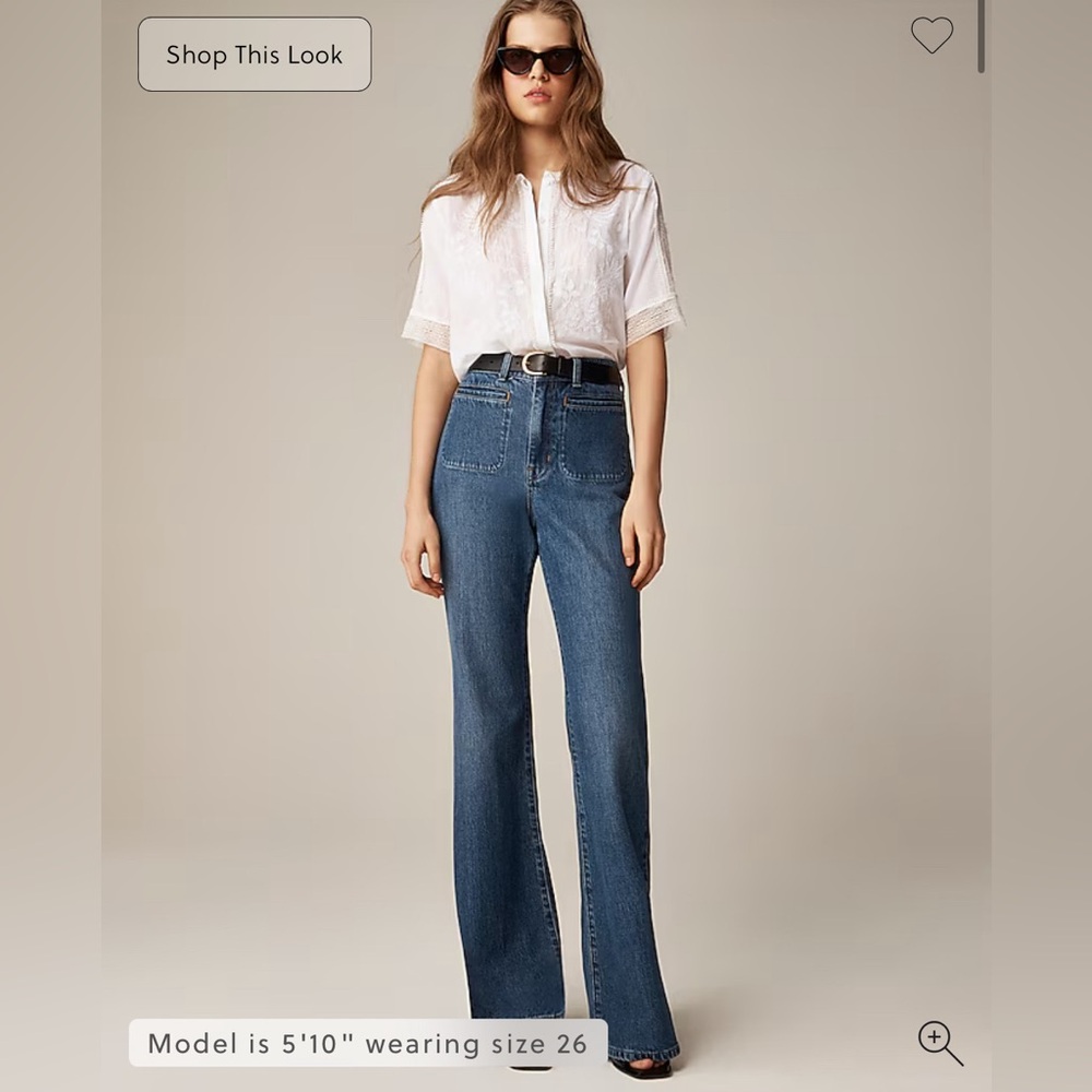 J. Crew Vintage Flare‎ Jean Classic Blue Patch Pockets Retro $158